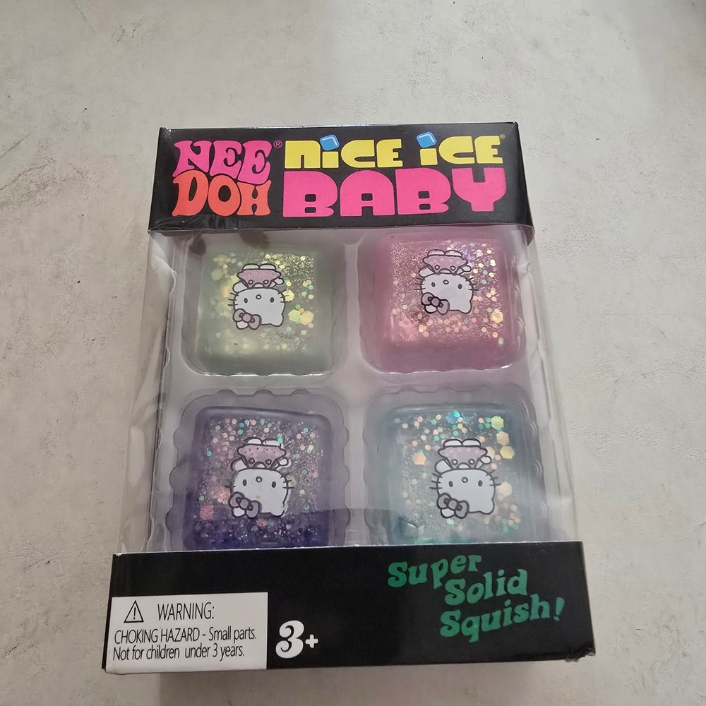 Schylling NeeDoh Nice Ice Baby Hello Kitty Super Solid Squish Glitter Fidget 1pk